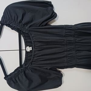 J. Crew Black Ruched Puff Sleeve Blouse